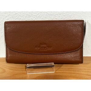 Coach Pebbled Saddle Leather Checkbook Wallet NWT